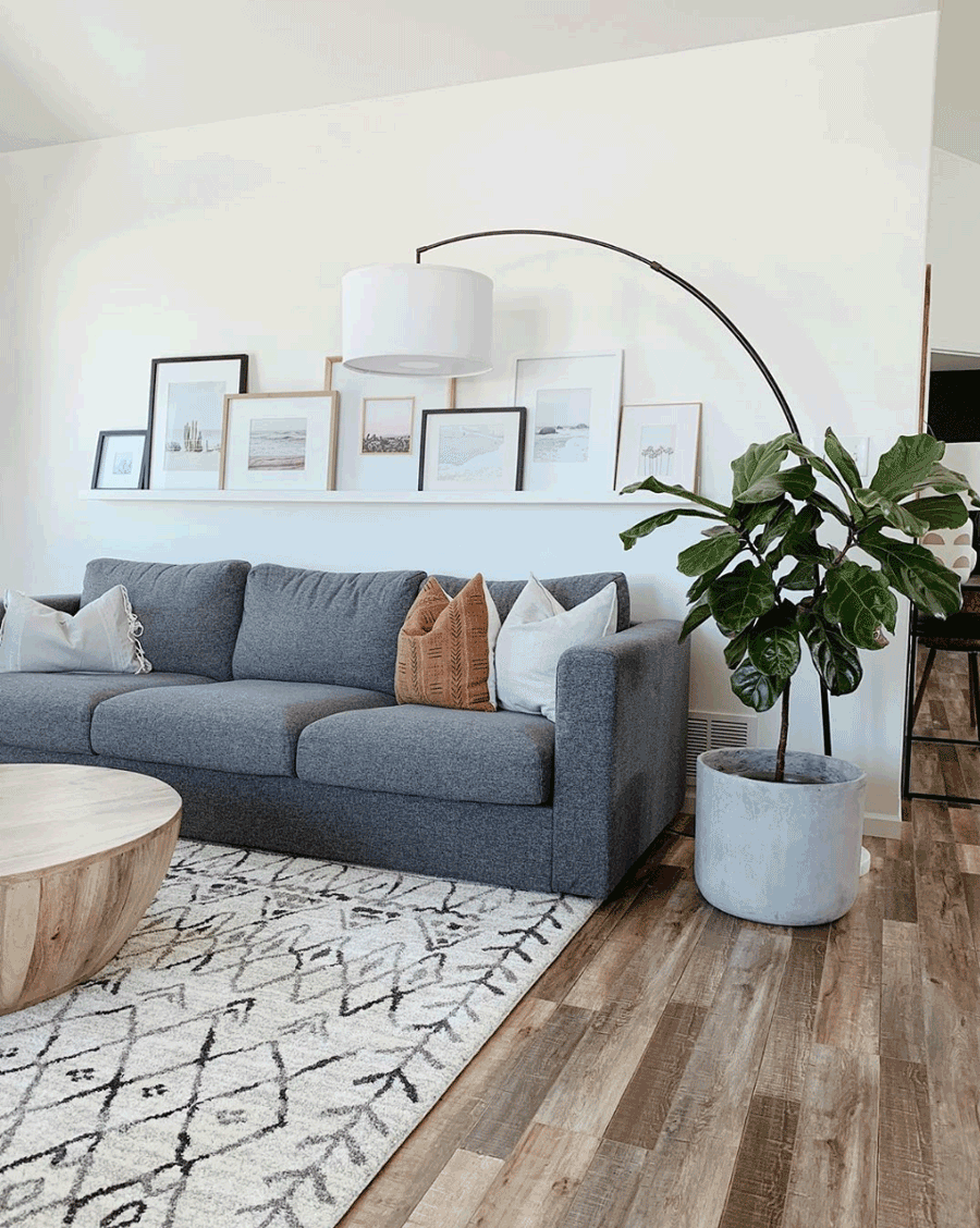 cozy living room styled with curves