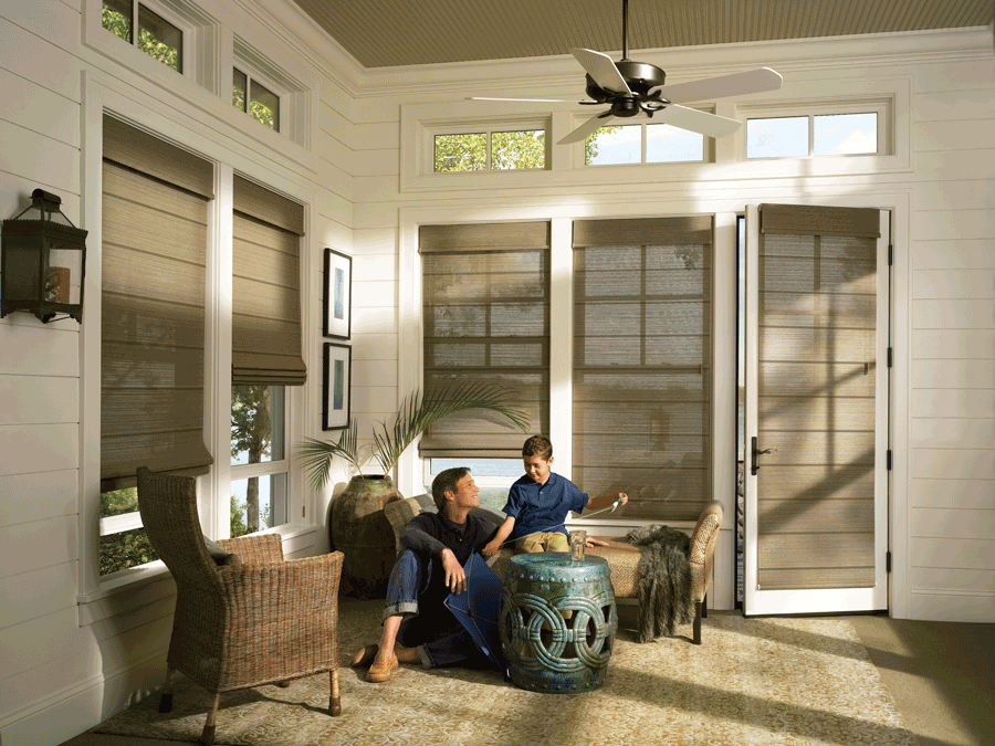 window and french door shades for your Reno area home Hunter Douglas woven textures roller shades