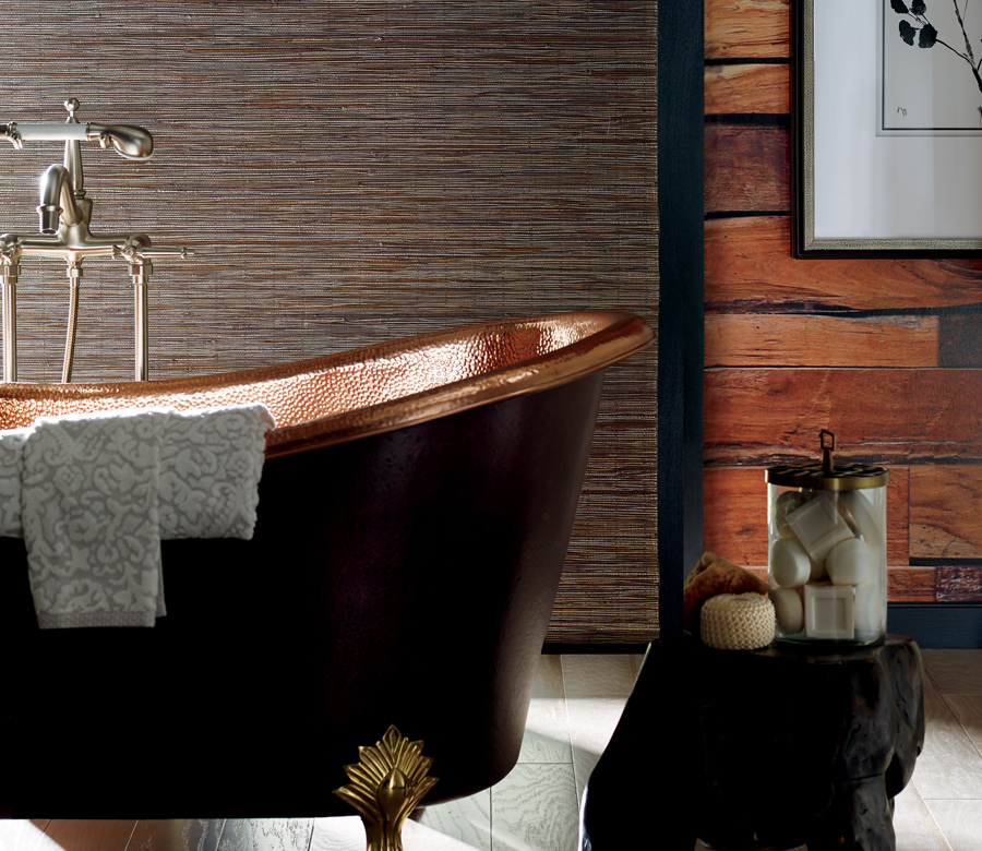 woven wood shades with clawfoot tub Incline Village NV