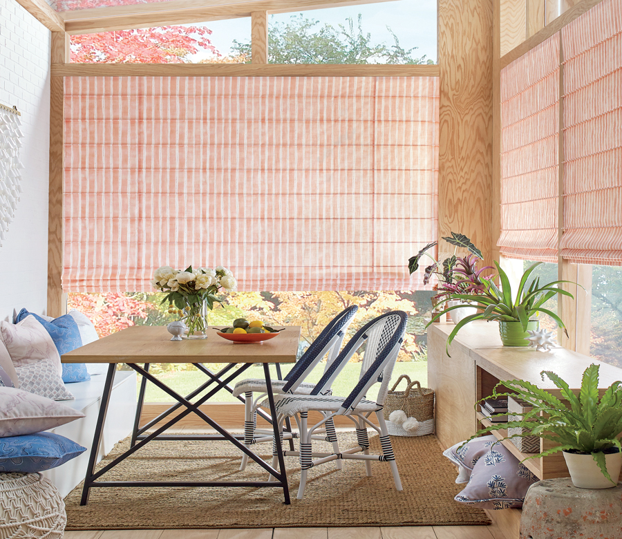 patio sunroom with pergola and hanging roman shades Incline Village NV