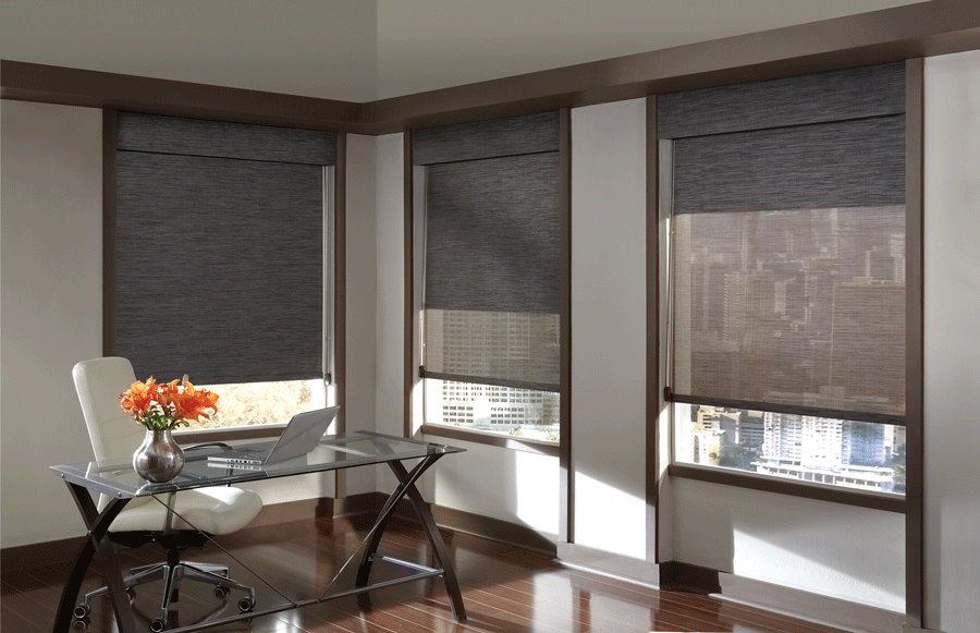 Roller shades in your home office.