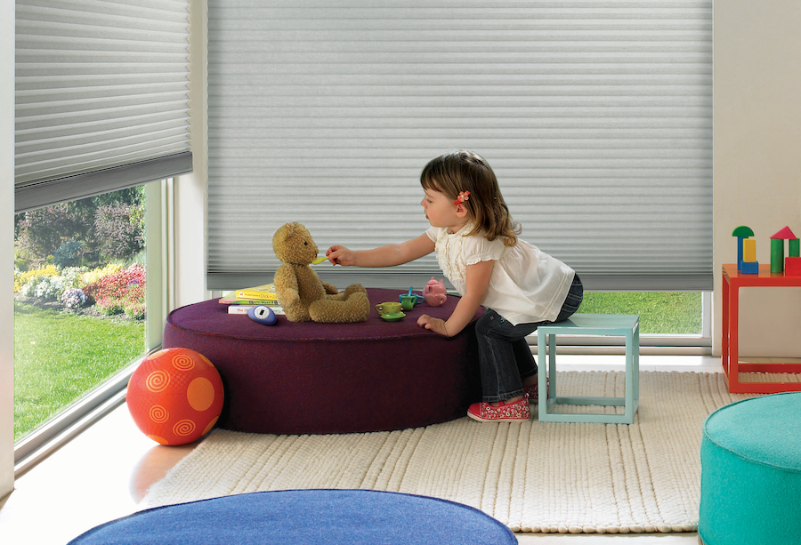 Playroom featuring Duette Cellular Shades by Hunter Douglas. 