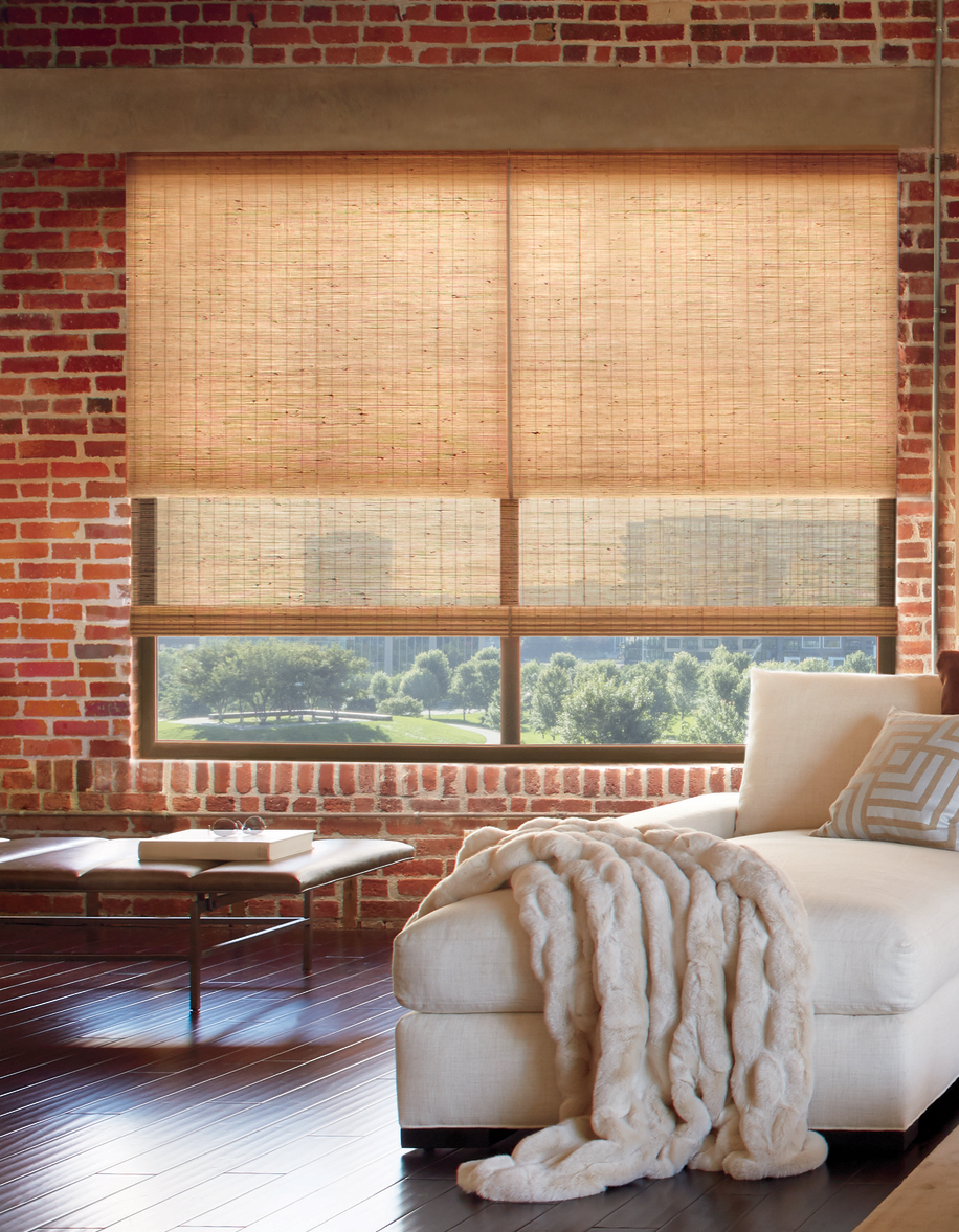 bedroom brick contemporary urban style dual woven shades reno