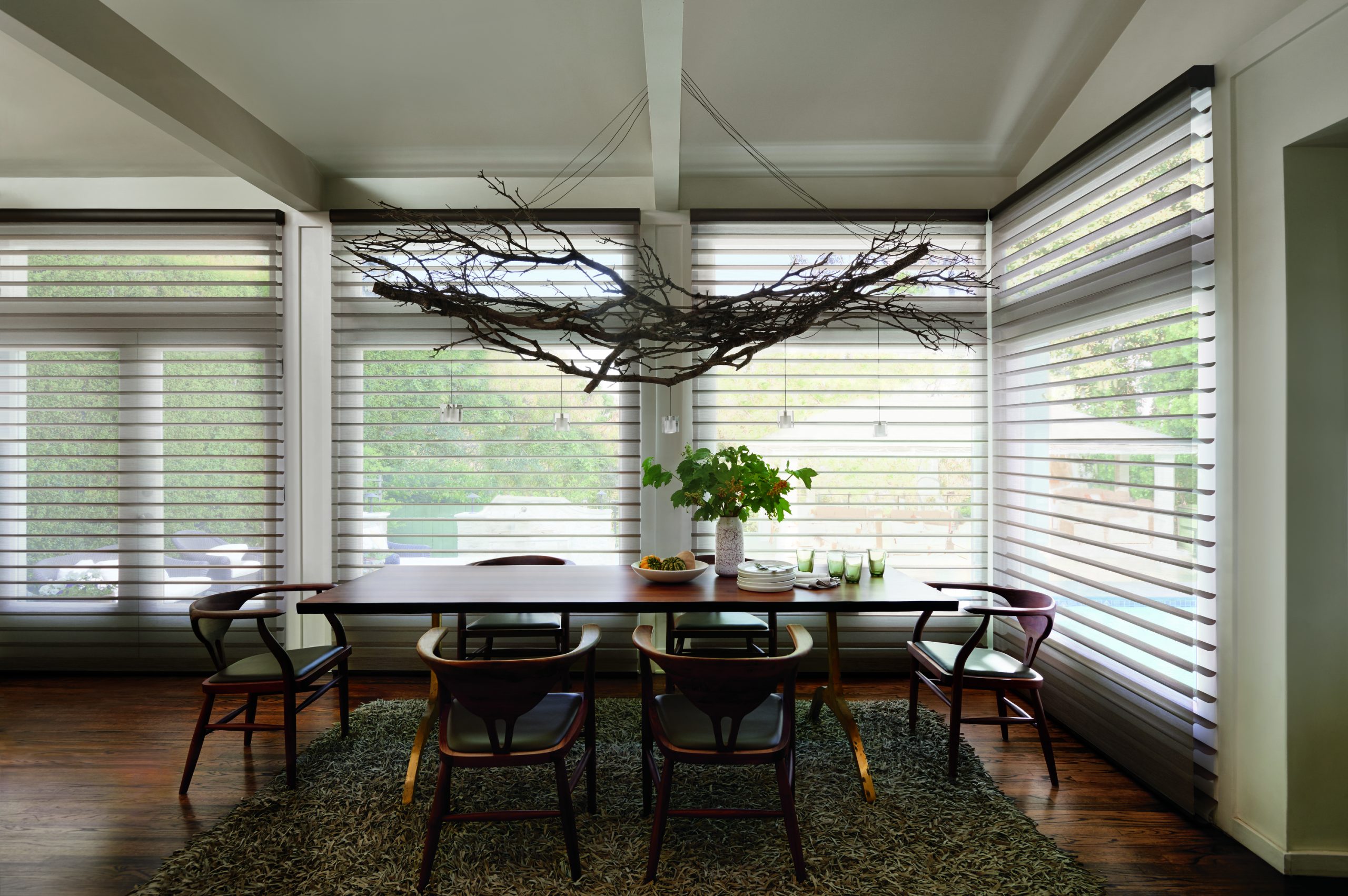 living room with window coverings