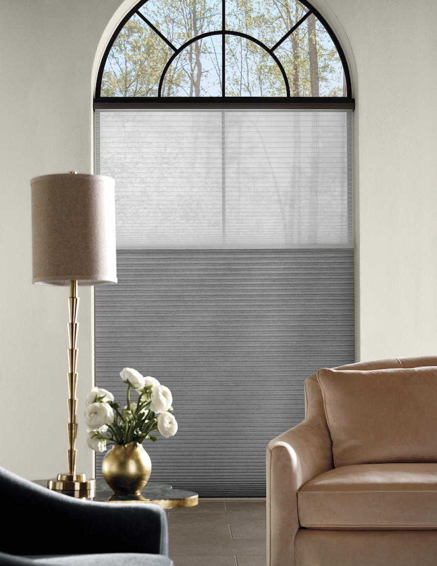 living room with Applause® Honeycomb Shades