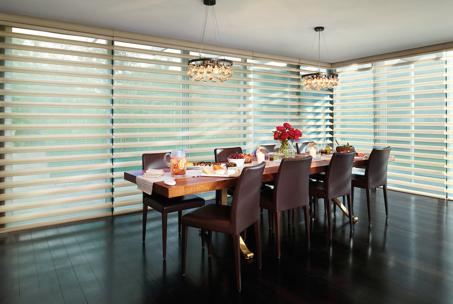 pirouette shades floor to ceiling dining room window treatments reno NV