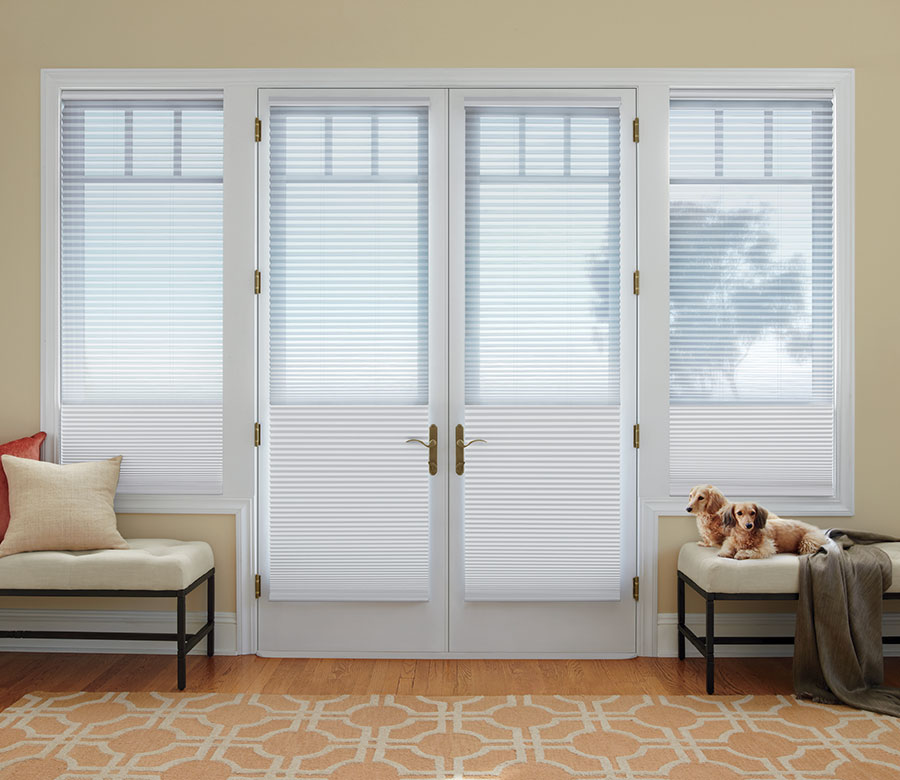 french door with dual cellular shades in Reno NV