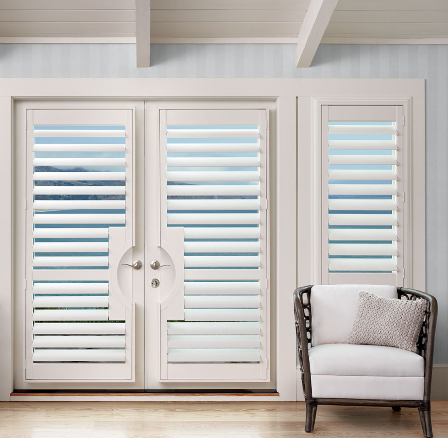 white shutters custom door coverings in Reno NV