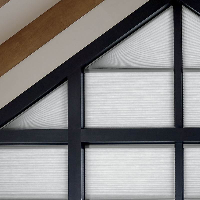 cellular shades on angled entryway window in reno nevada