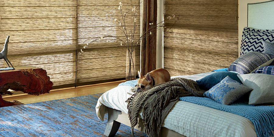 organic woven wood shades in master bedroom reno, nv