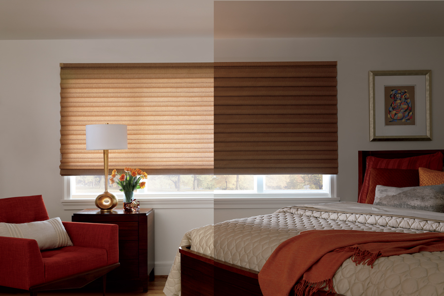 comparison of room darkening versus blackout shades in bedroom reno nv