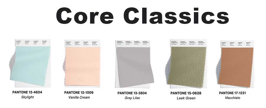 core classic colors for pantone palette