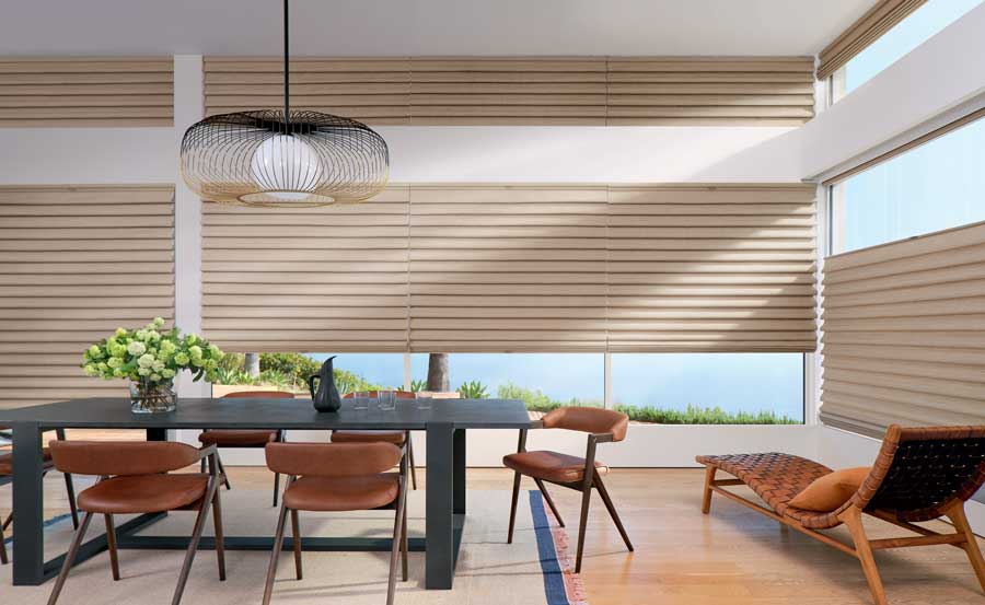 modern roman shades in dining room style