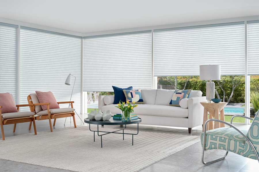 Sonnette™ Cellular Roller Shades in an open concept living room