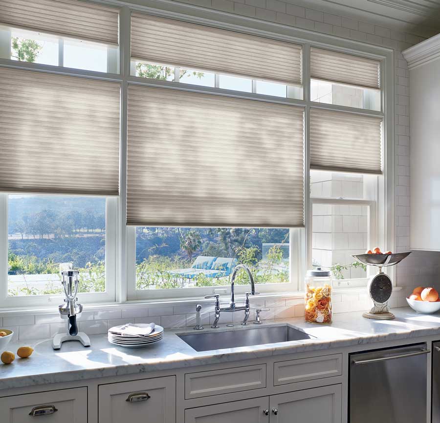 Duette honeycomb shades kitchen windows