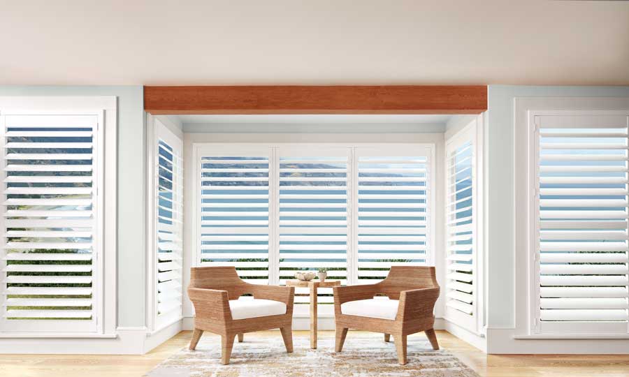 sunroom niche with plantation shutters