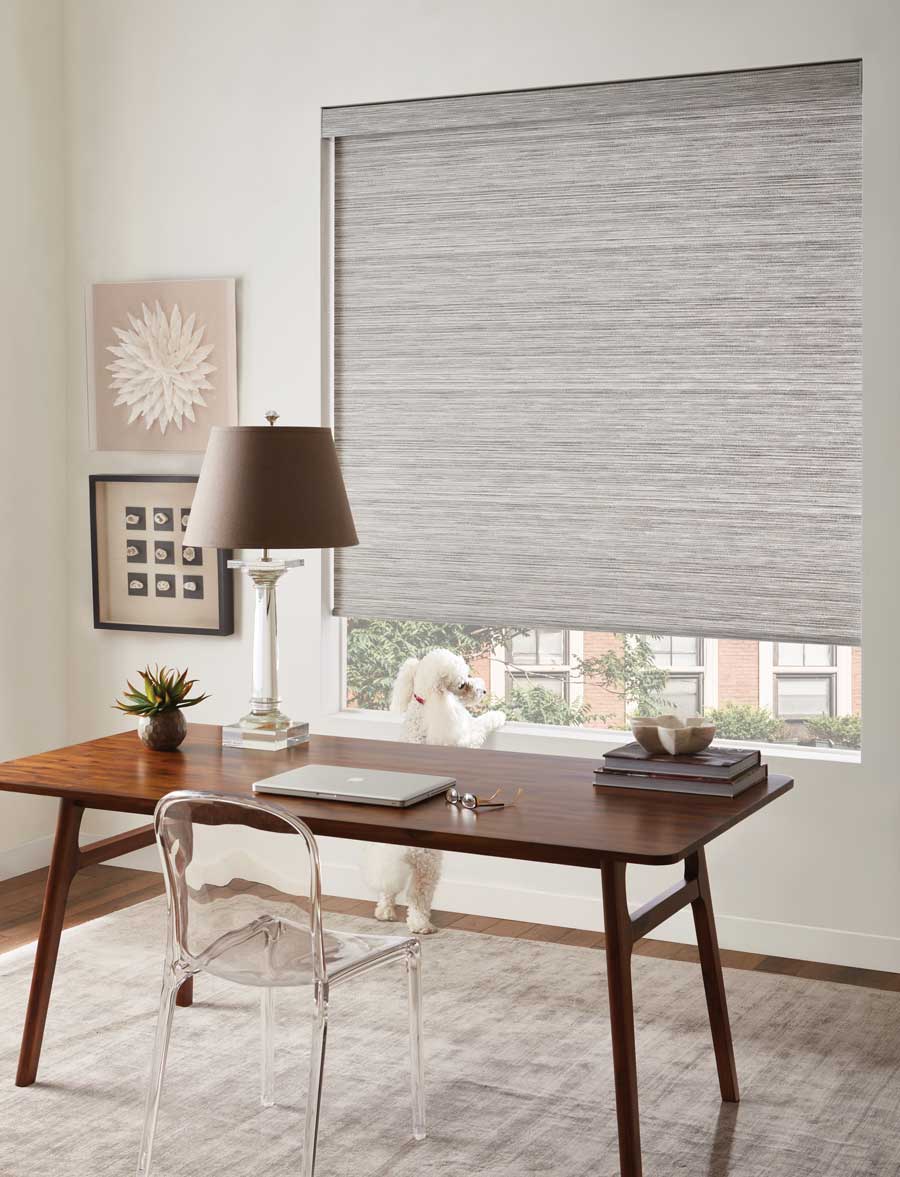 woven roller shades in home office in Reno NV