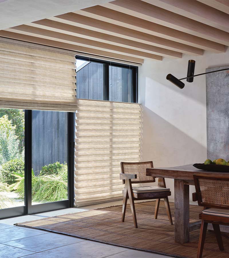 top-down-bottom-up-vignette-roman-window-treatments-blue-sky-shutters-and-shades dining room beige top down bottom up shades