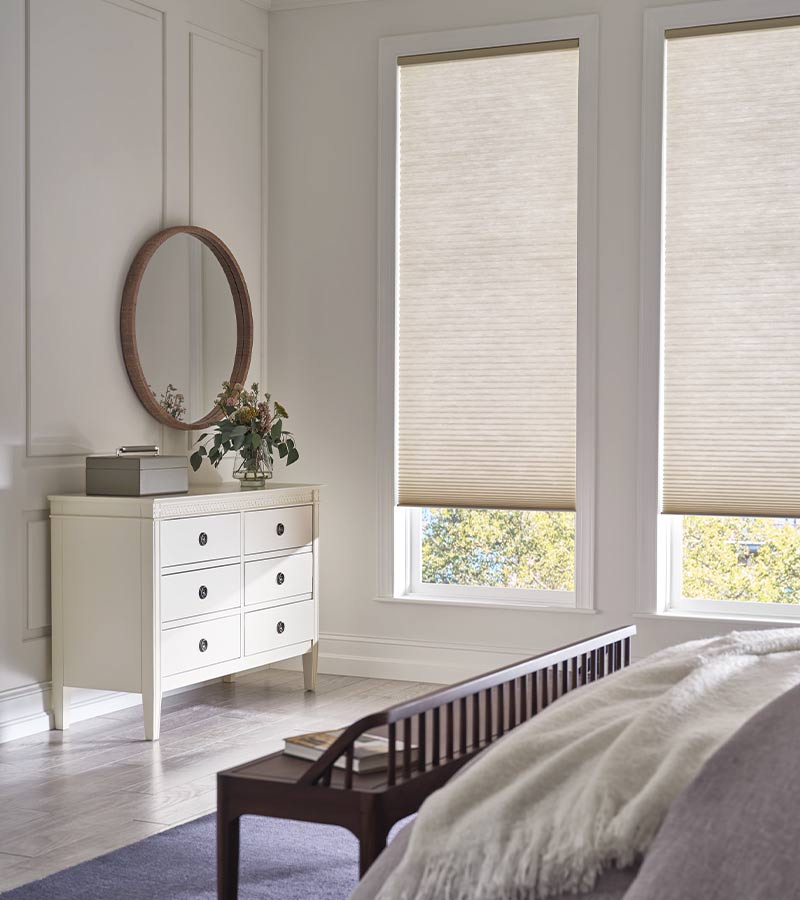 energy-efficient-duette-window-treatments-blue-sky-shutters-and-shades white energy efficient window treatments in bedroom