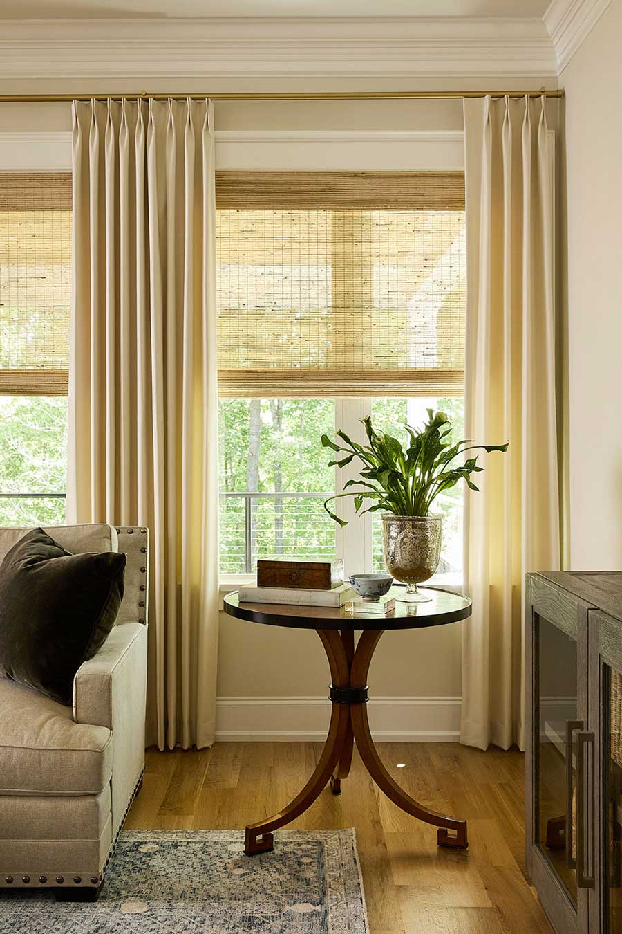 monarch pleat drapery double pleat bamboo shades living room reno nv
