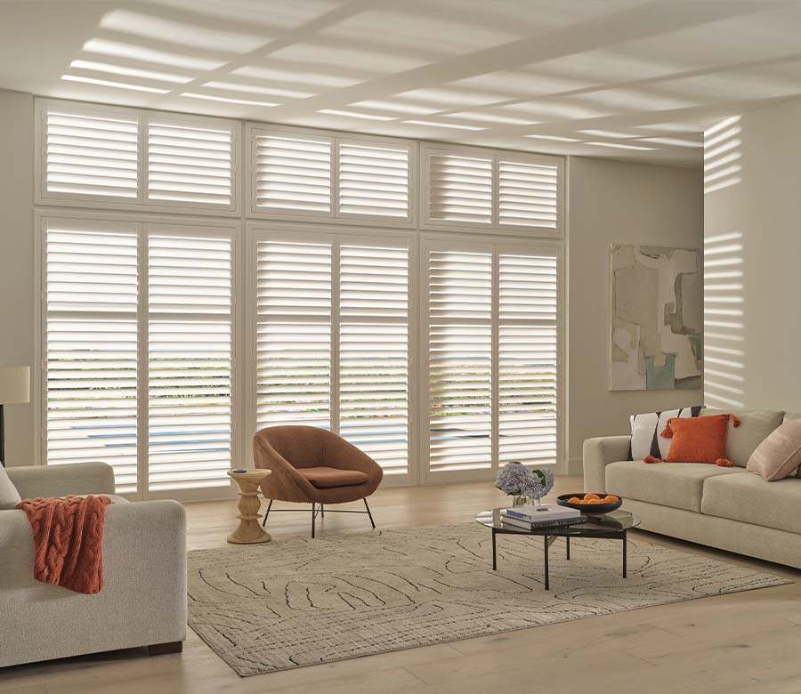 palm beach vinyl shutters in living room