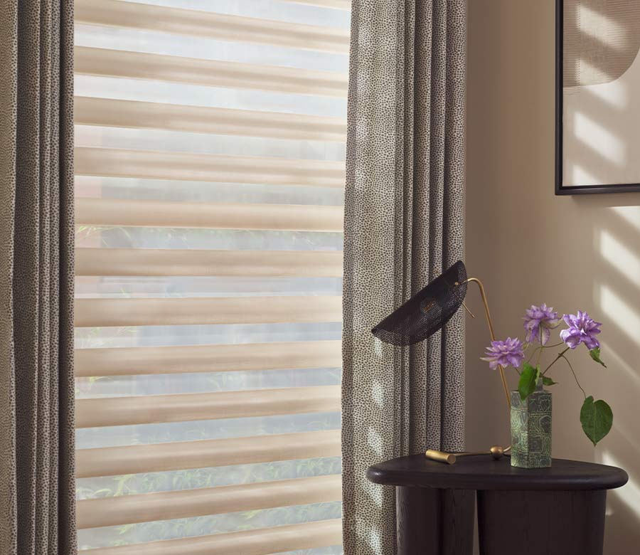 adjustable fabric vanes on Pirouette shades controlling glare